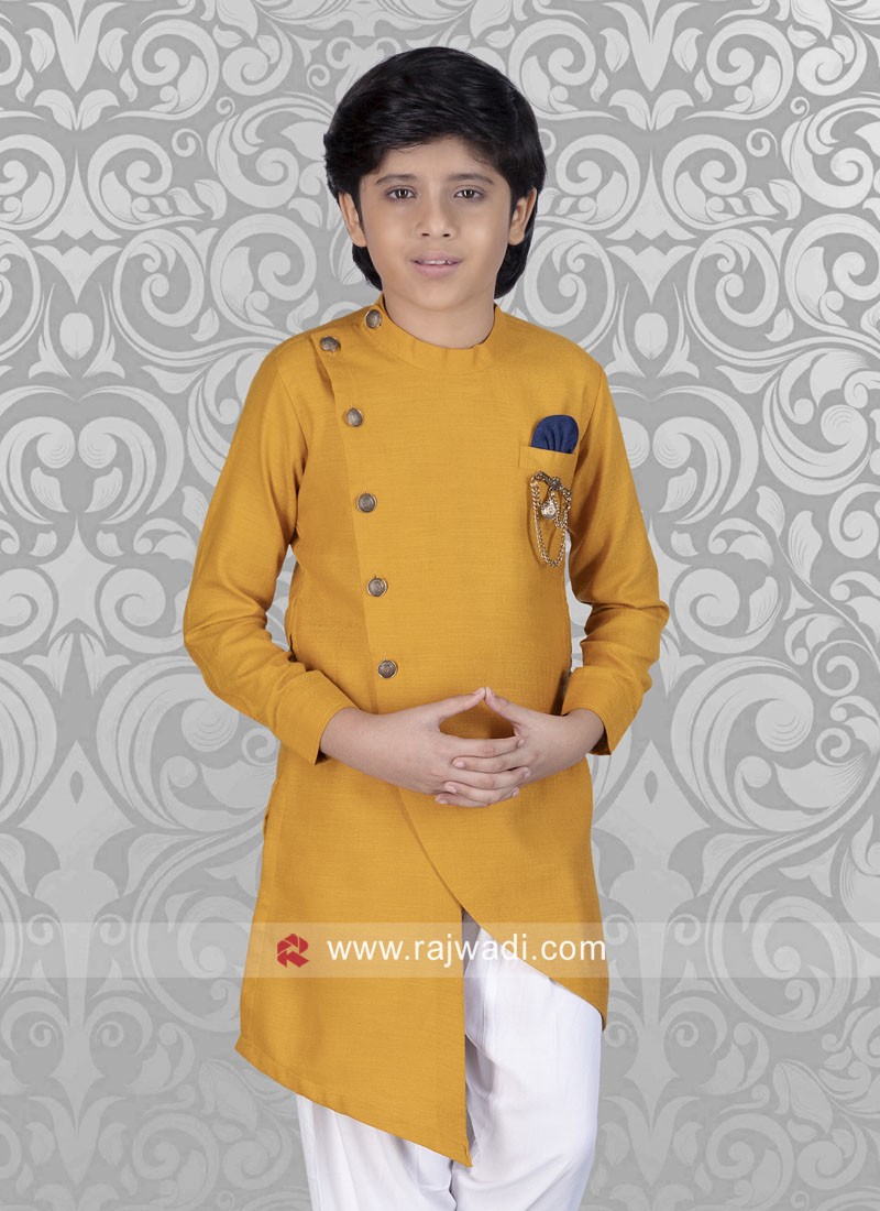 Cotton Silk Fabric Pathani For Kids