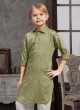 Cotton Olive Green Color Boys Pathani Suit
