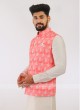 Silk Nehru Jacket In Pink