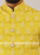 Silk Nehru Jacket In Lemon Yellow