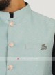 Brocade Silk Nehru Jacket In Firozi