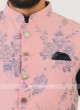 Jute Silk Nehru Jacket In Pink