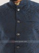 Brocade Silk Nehru Jacket In Blue