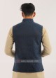 Brocade Silk Nehru Jacket In Blue