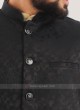 Brocade Silk Nehru Jacket In Navy