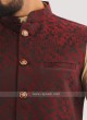 Brocade Silk Nehru Jacket In Maroon