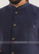 Linen Nehru Jacket In Blue