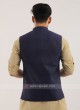 Linen Nehru Jacket In Blue