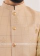 Silk Nehru Jacket In Peach