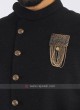 Jute Silk Black Jodhpuri Suit