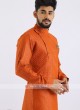 Cotton Silk Kurta In Rust