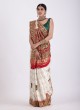 Gorgeous Off White and Maroon Traditional Gharchola Saree