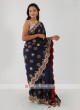 Navy Blue Banarasi Silk Saree