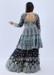 Embroidered Navy Blue Gharara Suit