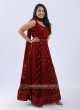 Chiffon Anarkali Suit In Maroon