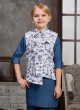 Blue Color Printed Nehru Jacket Set