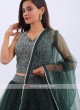 Net Lehenga Choli In Bottle Green