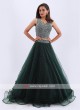 Net Lehenga Choli In Bottle Green