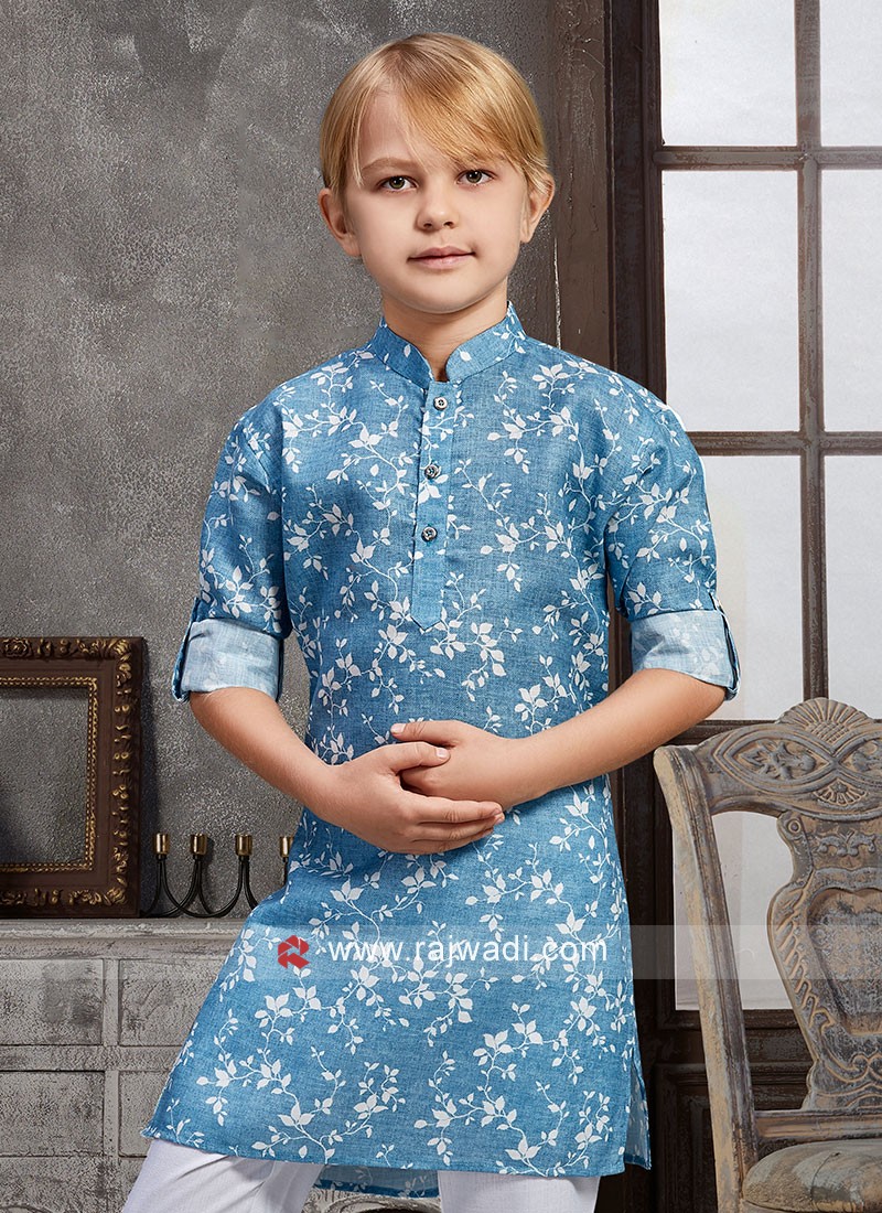 Flower Print Kurta Pajama For Boys