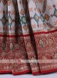 Patola Print Cream And Maroon Saree