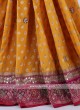 Yello And Rani Banarasi Silk Saree.