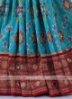 Sea Green And Maroon Color Banarasi Silk Saree