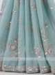 Shimmer chiffon light aqua saree