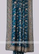 Peacock Blue Satin Silk Saree