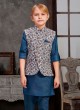 Printed Blue And White Nehru Jacket