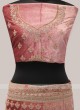 Dark Peach Velvet Lehenga Choli