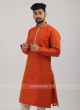 Orange Cotton Silk Kurta Pajama