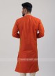 Orange Cotton Silk Kurta Pajama