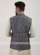 Blue Printed Nehru Jacket