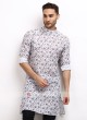 White Printed Kurta Pajama