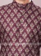 Maroon Printed Kurta Pajama