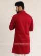 Cotton silk Red Pathani Suit