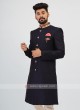 Navy Blue And Pink Sherwani