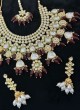 Wedding Wear Maroon Kundan Studded Necklace Set