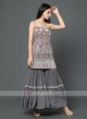 Embroidered Gharara Suit In Grey