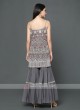 Embroidered Gharara Suit In Grey