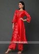 Silk Printed Palazzo Set In Red