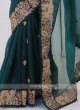 Dark Green Net Saree