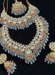 Gold Plated Bridal Necklace Set With Studded Kundan
