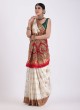 Traditional Off White and Maroon Gajji Silk Gharchola Saree