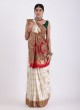 Traditional Off White and Maroon Gajji Silk Gharchola Saree