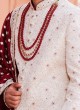 Off White Embroidery Lucknowi Work Sherwani