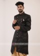 Black Printed Mens Indo-Western