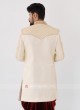 Cream Color Silk Mens Indo-Western