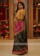 Dark Green And Rani Silk Saree