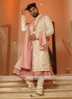 Off-White And Pink Grooms Sherwani